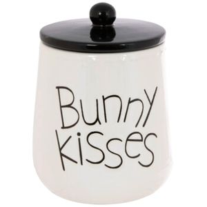 Bunny Kisses Easter Ceramic Black/White Canister
